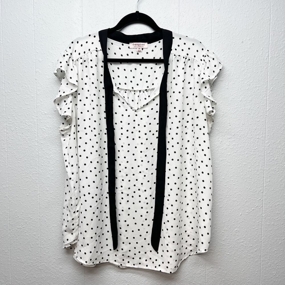 Tempted Los Angeles Womens Polka Dot Top 3X Flowy Career Party Event Dressy
